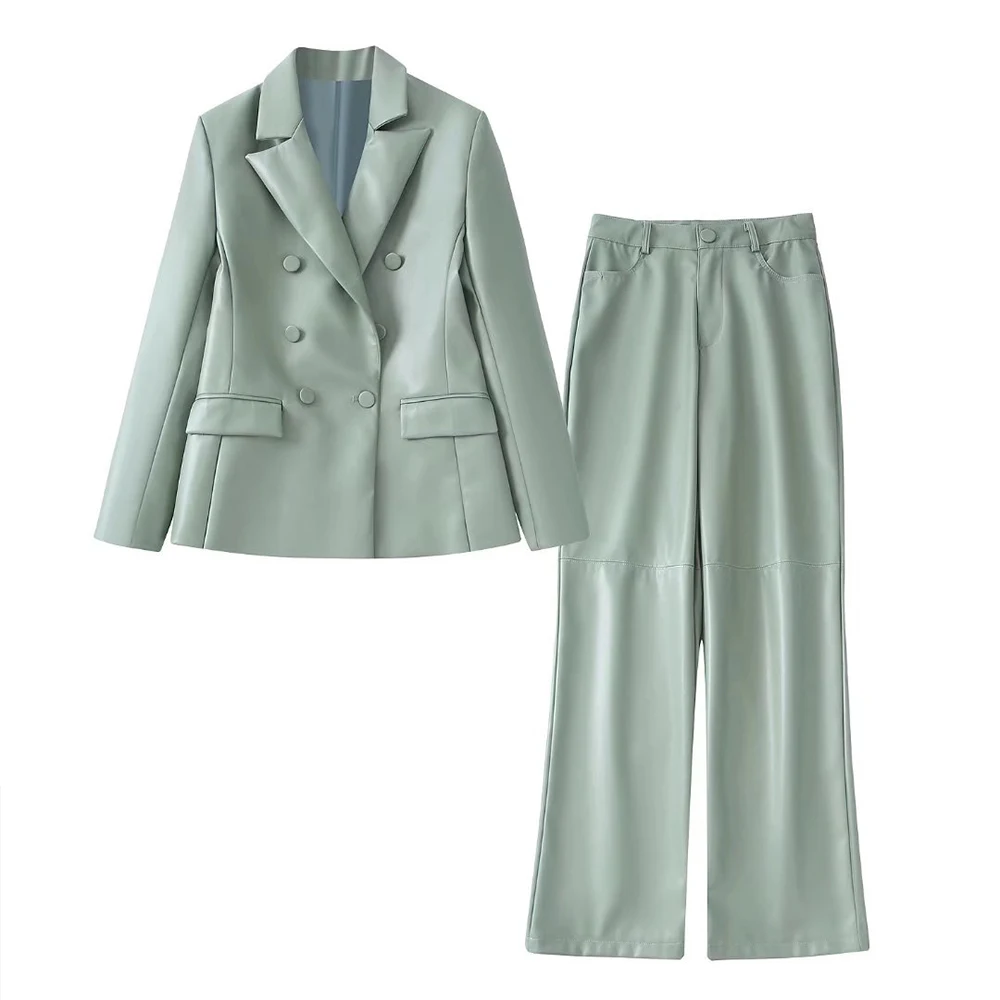 WOMEN TRAF New 2022 Double-Breasted Decorative Faux Leather Suit Jacket Pocket Temperament Retro Female Chic Blazer Two Piece
WOMEN TRAF New 2022 Double-Breasted Decorative Faux Leather Suit Jacket Pocket Temperament Retro Female Chic Blazer Two Piece