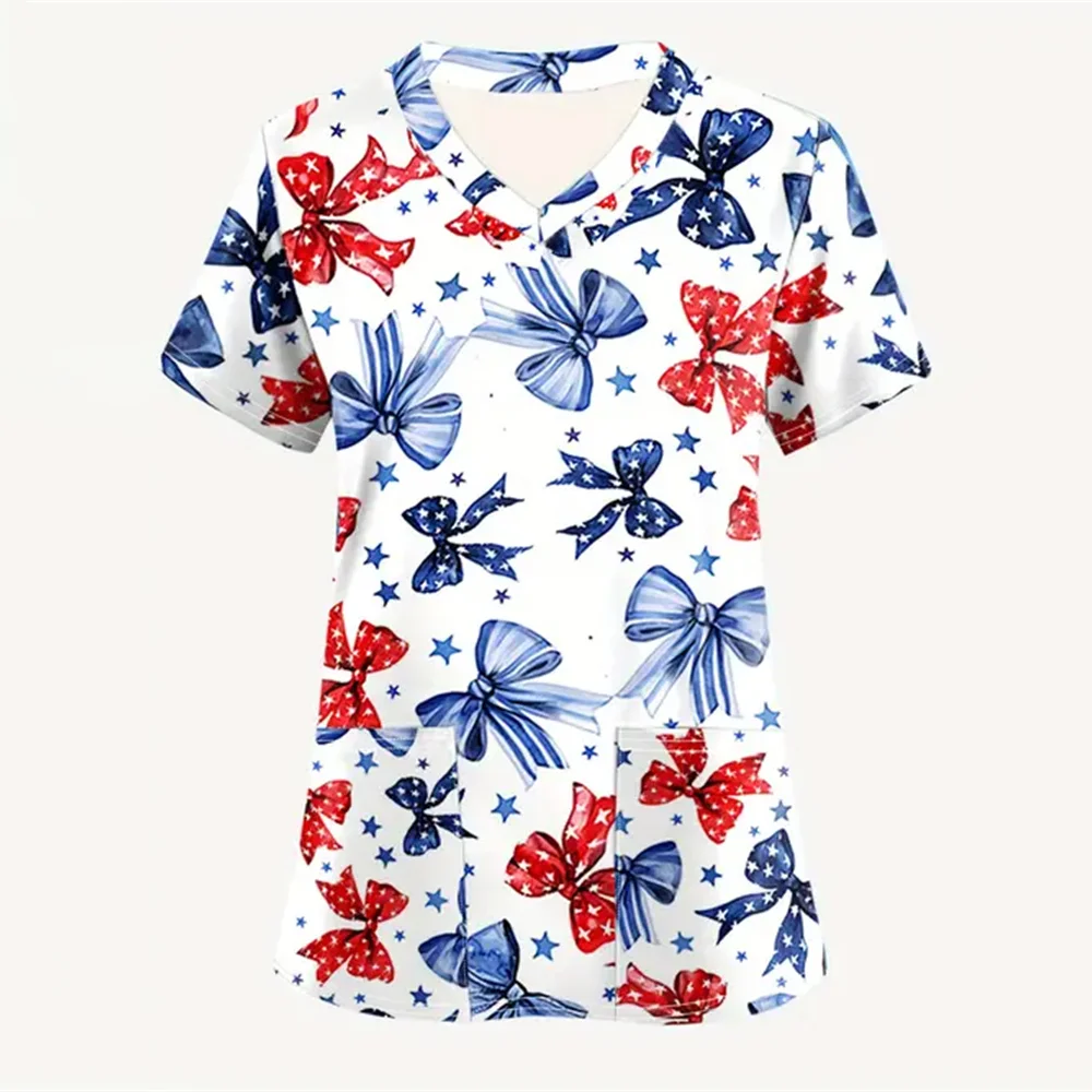 Униформа медицинская женская с цветочным принтом, V-образным вырезом и коротким рукавом
Униформа медицинская женская с цветочным принтом, V-образным вырезом и коротким рукавом