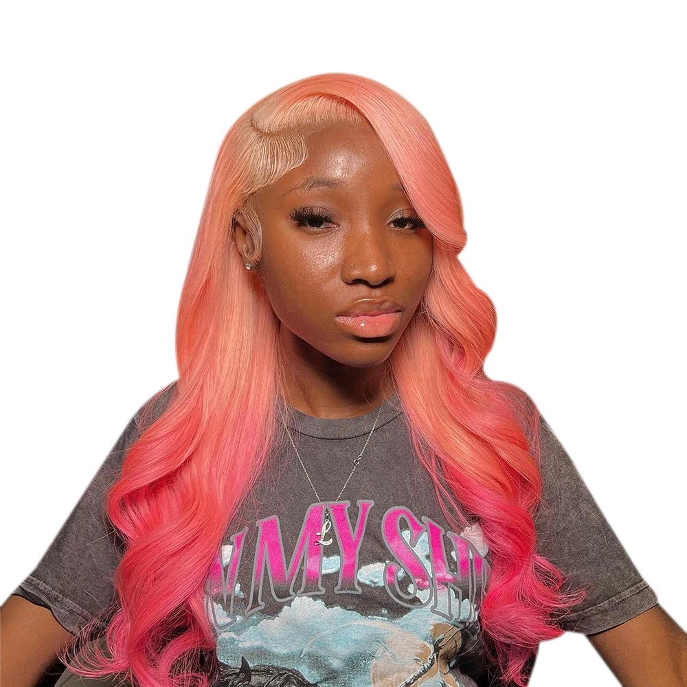 

13x4 13x6 прозрачный розовый парик на сетке спереди, парики из человеческих волос, 613 ярких цветов, 13x4x1 T часть, парик на сетке спереди для черных женщин