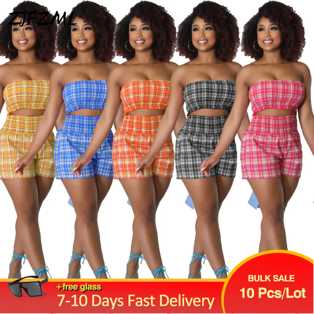 Bulk Items Wholesale Lots Women Matching Tracksuits Pull Closure Beach Shorts and Plaid Print Strapless Backless Fitness Clothes
Bulk Items Wholesale Lots Women Matching Tracksuits Pull Closure Beach Shorts and Plaid Print Strapless Backless Fitness Clothes