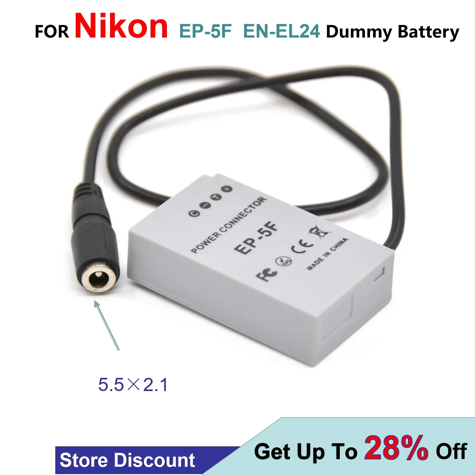 

EN-EL24 ENEL24 EN EL24 Dummy Battery EP-5F EP5F DC Coupler Fits Eh5 Eh5a Camera Power Adapter Supply For Nikon 1 J5 1J5 Cameras