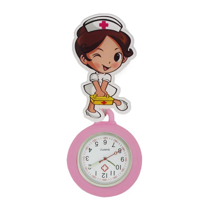 Мультяшные милые медицинские часы с силиконовым карманом для медсестер врачей