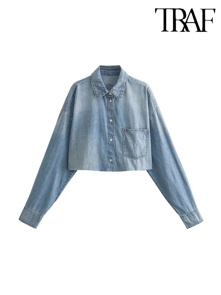 TRAF 2023 Autumn Women Pocket Denim Shirts Fashion Long Sleeve Vintage Single Breasted Spring Autumn Casual Elegant Tops
TRAF 2023 Autumn Women Pocket Denim Shirts Fashion Long Sleeve Vintage Single Breasted Spring Autumn Casual Elegant Tops
