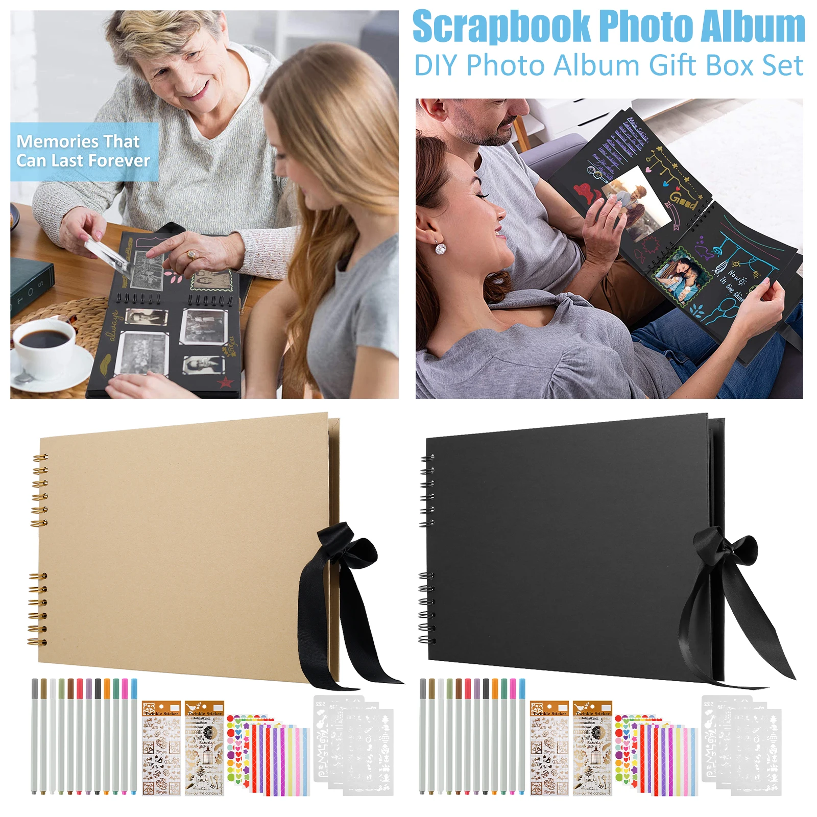23Pcs Scrapbook Kit with 12 Metal Pens 7 Stickers Vintage Scrapbook Photo Album with 3 Stencils 80 Pages Scrapbook Memory Book
23Pcs Scrapbook Kit with 12 Metal Pens 7 Stickers Vintage Scrapbook Photo Album with 3 Stencils 80 Pages Scrapbook Memory Book
