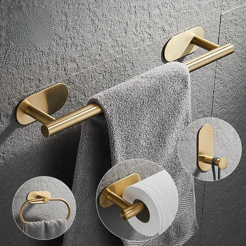 Self-adhesive Towel Bar Holder Robe Hook No Punching Stainless Steel Bathroom Accessories Sets for Toilet Paper, Liquid Soap 
Self-adhesive Towel Bar Holder Robe Hook No Punching Stainless Steel Bathroom Accessories Sets for Toilet Paper, Liquid Soap