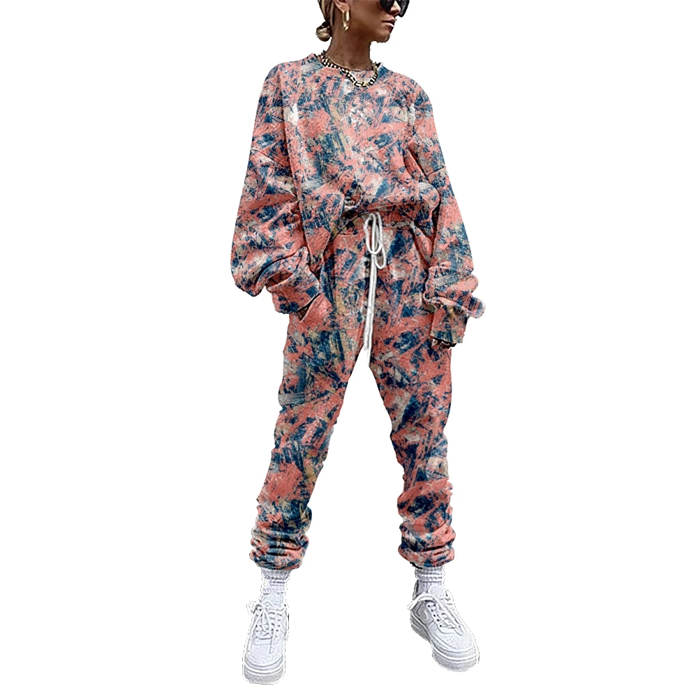Women's sportswear two sets of trace print sportswear casual sweater + trousers women's sportswear pink
Women's sportswear two sets of trace print sportswear casual sweater + trousers women's sportswear pink