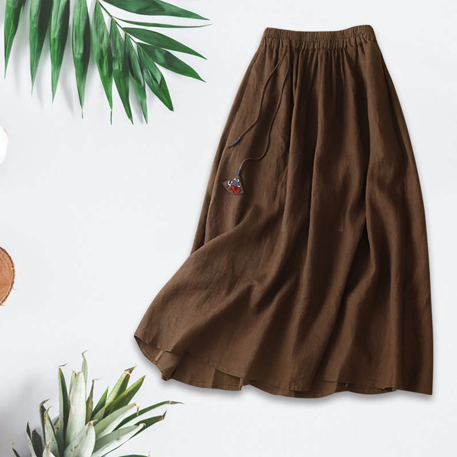 New Linen Skirt Women A Line Mid Length Half Skirt Elastic Waist Harajuku Solid Big Swing Breathable Long Skirt With Pocket
New Linen Skirt Women A Line Mid Length Half Skirt Elastic Waist Harajuku Solid Big Swing Breathable Long Skirt With Pocket