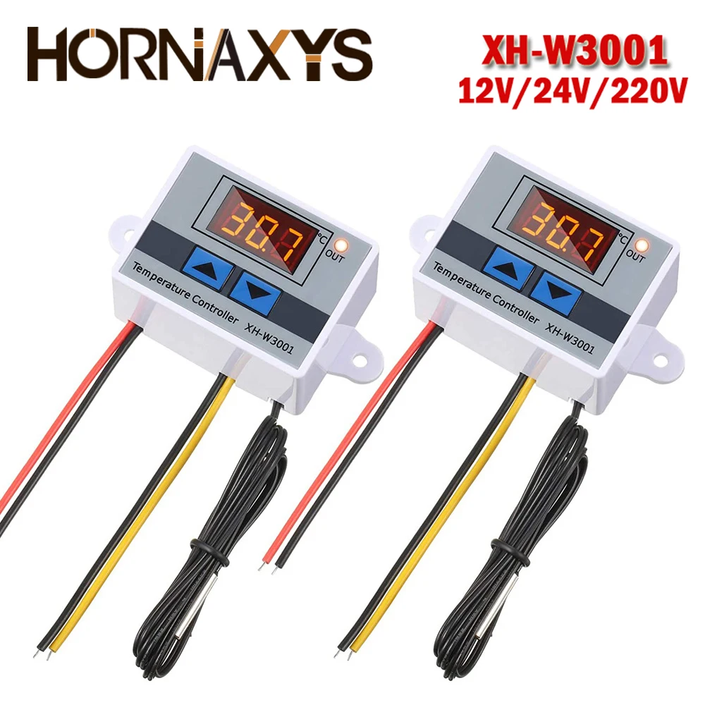 

XH-W3001 12V/ 24V/ 110V /220V W3001 Digital LED Temperature Controller 10A Thermostat Control Switch Probe