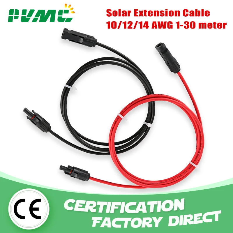 

2 pcs/lot SOLAR wire Extension Black+red 2.5mm2 4mm2 6mm2 Cable with Male and Female Connector cable Harness