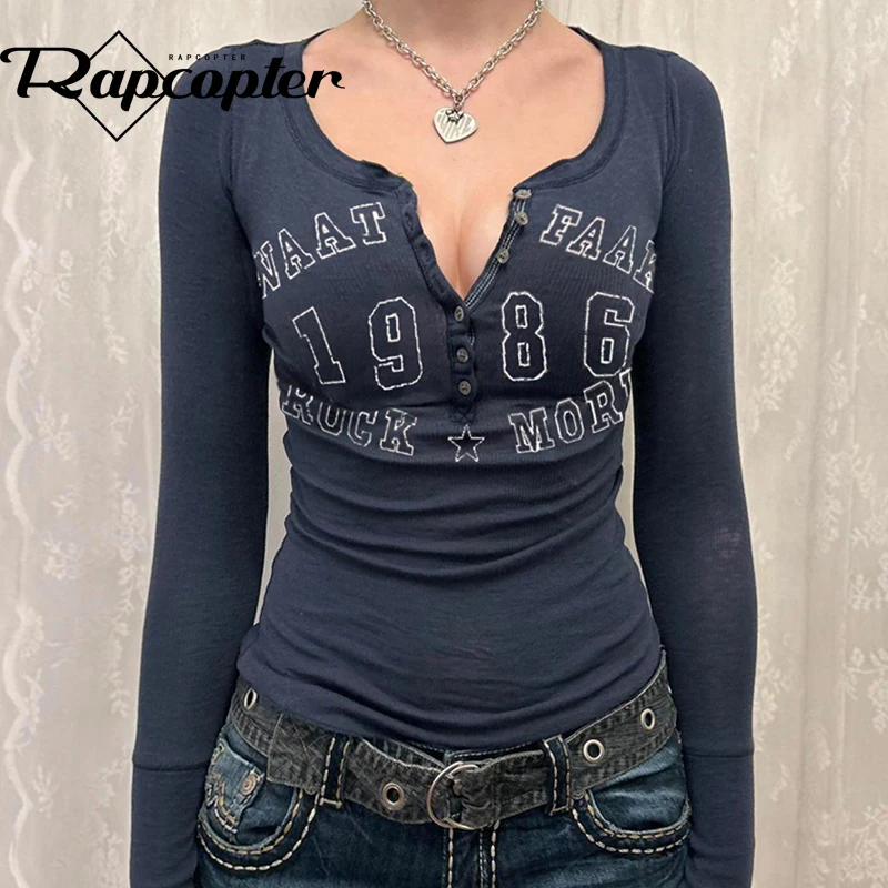 Rapcopter y2k Printed T Shirt Button Full Sleeve O Neck Vintage Basic Harajuku Pullovers Autumn Winter Casual Tee 90s Aesthetic
Rapcopter y2k Printed T Shirt Button Full Sleeve O Neck Vintage Basic Harajuku Pullovers Autumn Winter Casual Tee 90s Aesthetic