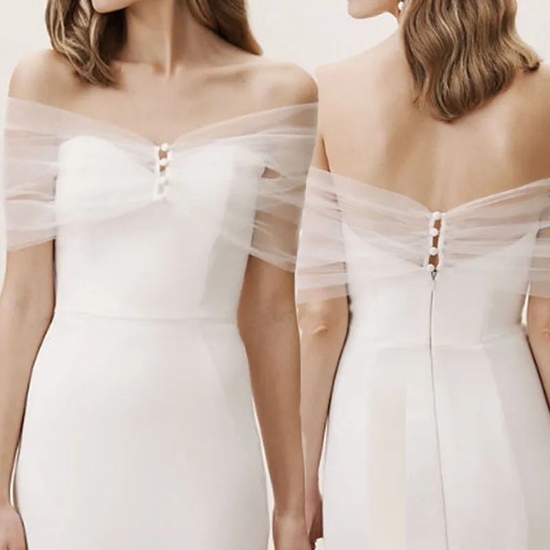 Romantic Wedding Bolero Jackets with Buttons Sheer White Shawl Wrap Off the Shoulder Fashion Wedding Accessories Mariage femme
Romantic Wedding Bolero Jackets with Buttons Sheer White Shawl Wrap Off the Shoulder Fashion Wedding Accessories Mariage femme