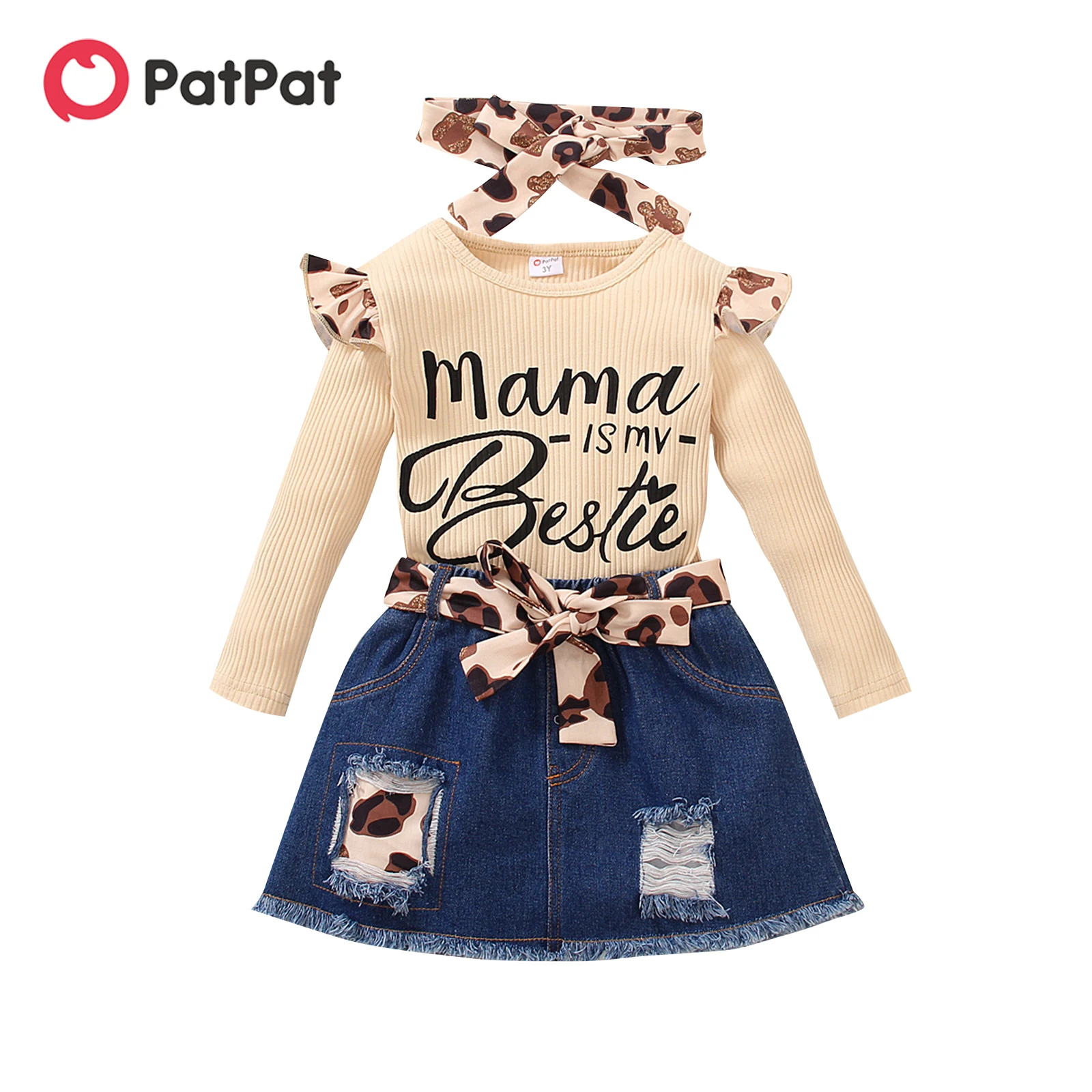 PatPat 3pcs Toddler Girl Sweet Ripped Denim Skirt & Letter Print Tee & Headband Girls Skirt Sets
PatPat 3pcs Toddler Girl Sweet Ripped Denim Skirt & Letter Print Tee & Headband Girls Skirt Sets