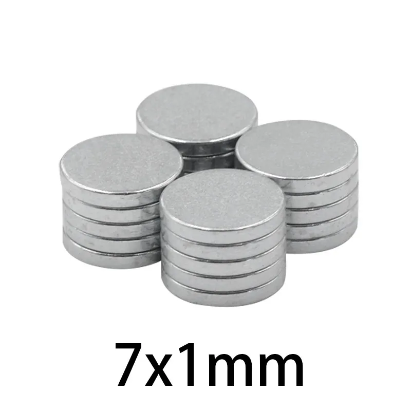 

100pcs Neodymium Disc Magnets 7x1mm magnetic N35 Super Strong Powerful Rare Earth Small Round Magnet Dia 7*1mm circular