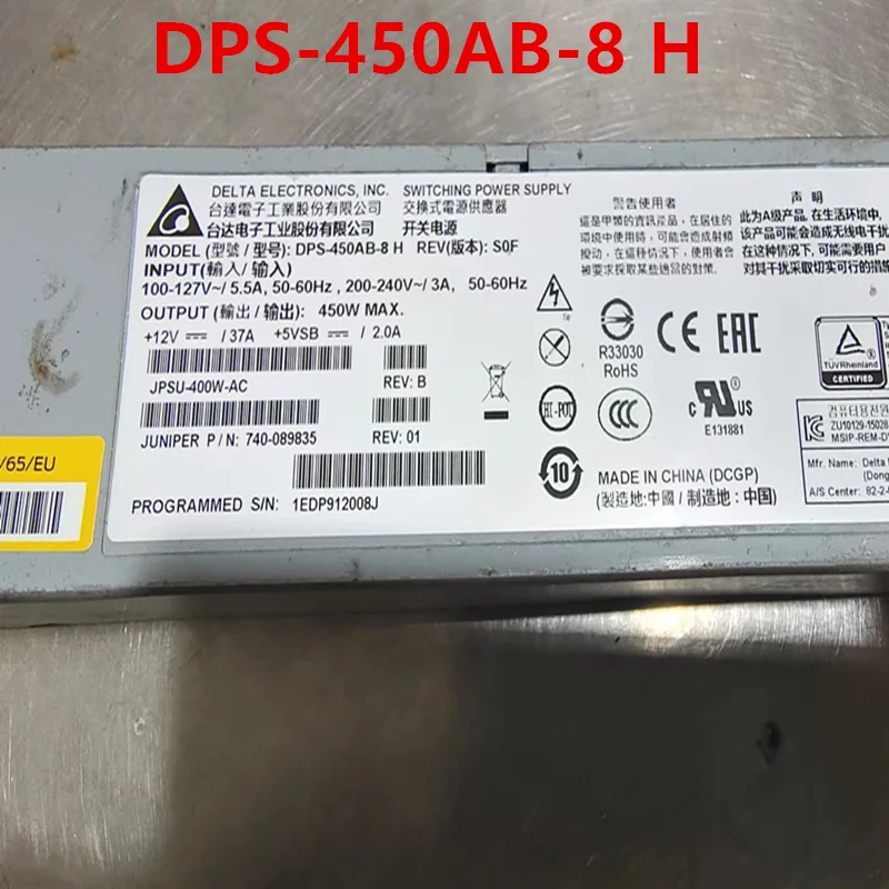 Original Disassembly Power Supply For JUNIPER SRX1500 450W Power Supply DPS-450AB-8 H JPSU-400W-AC 740-089835
Original Disassembly Power Supply For JUNIPER SRX1500 450W Power Supply DPS-450AB-8 H JPSU-400W-AC 740-089835