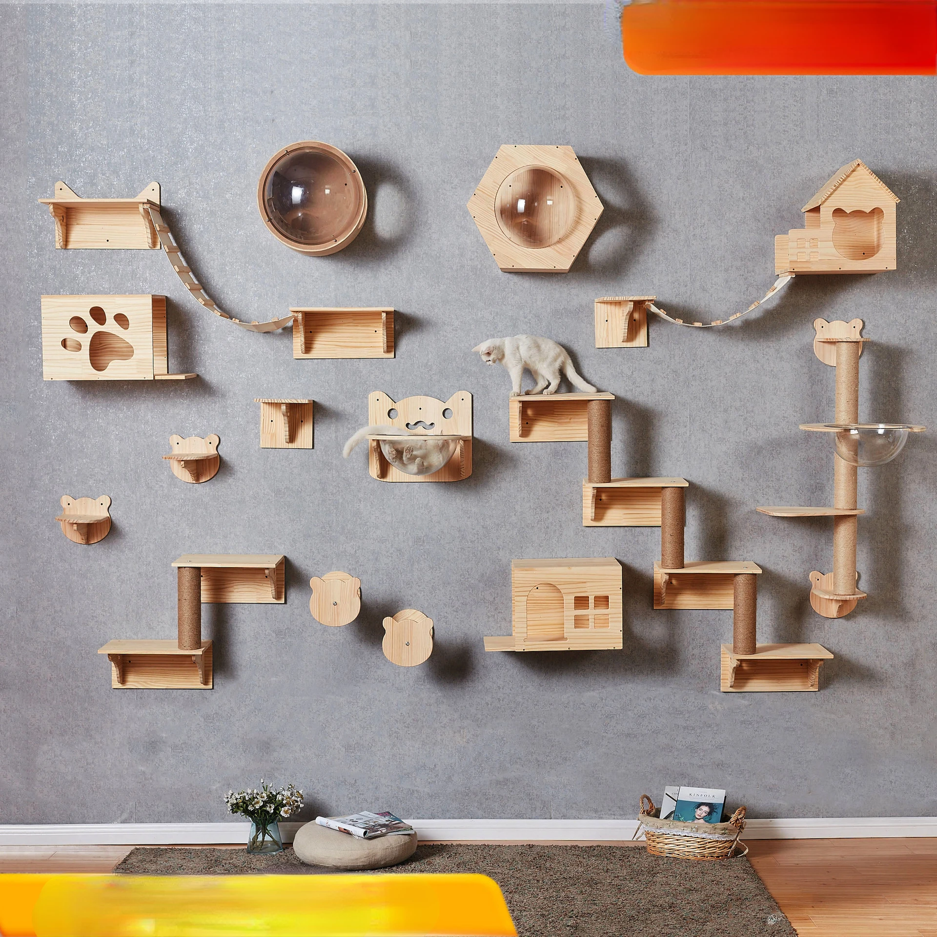 Cat Climbing Frame Wall Mounted Solid Wood Cat Jumping Platform Wall DIY Pet Furniture Kitten Springboard Scratching Post Tree
Cat Climbing Frame Wall Mounted Solid Wood Cat Jumping Platform Wall DIY Pet Furniture Kitten Springboard Scratching Post Tree