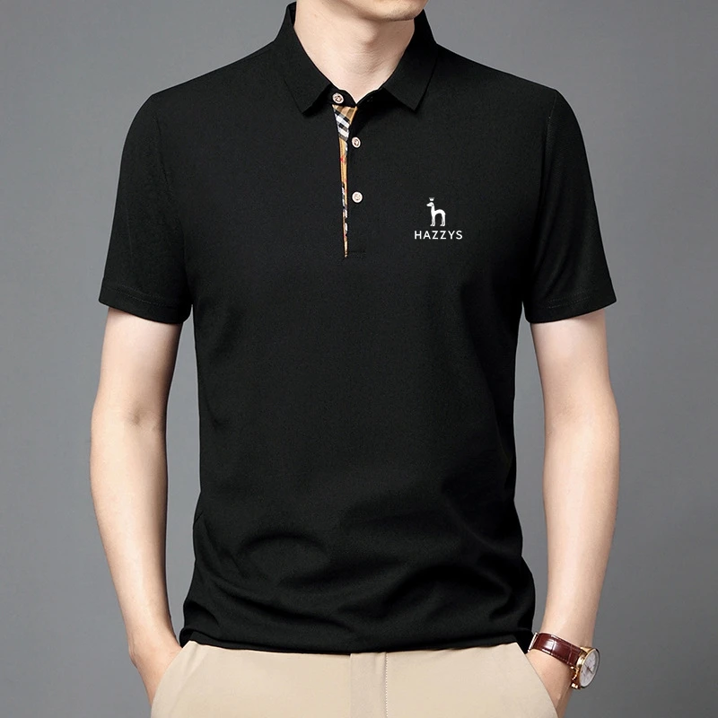 

HAZZYS Summer Short Sleeve Mens Polo Shirts Luxury Loose Lapels Business Casual Thin Male Tops Fashion Man Tees 4XL