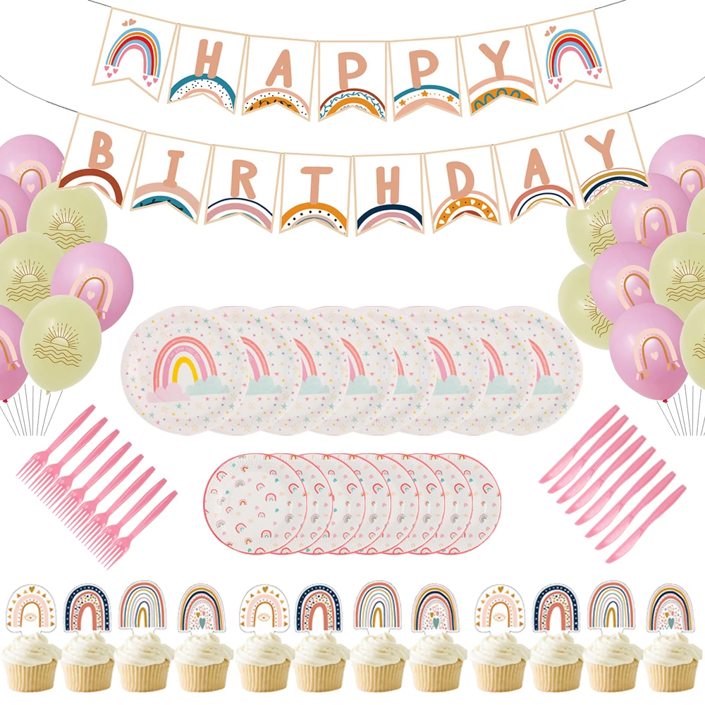 8 pcs Birthday Party Disposable Tableware Set Cartoon Rainbow Stars Cute Party Boho Style dropship
8 pcs Birthday Party Disposable Tableware Set Cartoon Rainbow Stars Cute Party Boho Style dropship