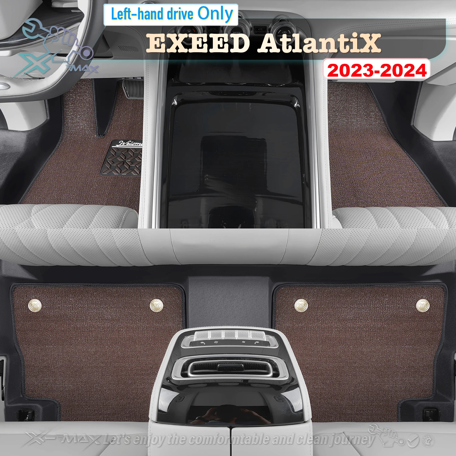 Автомобильный напольный коврик с левым рулем для EXEED AtlantiX 2023-2024 полноразмерный