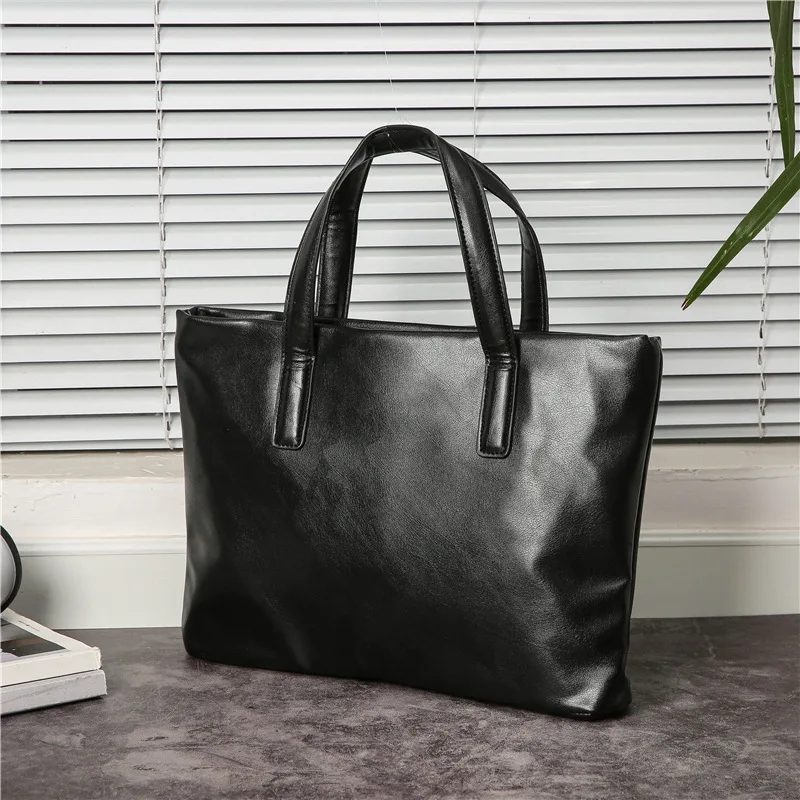 

Простая однотонная кожаная сумка, мужской Роскошный деловой портфель, мужская сумка для ноутбука 14 дюймов, ручная сумка, вместительные сумки с ручками