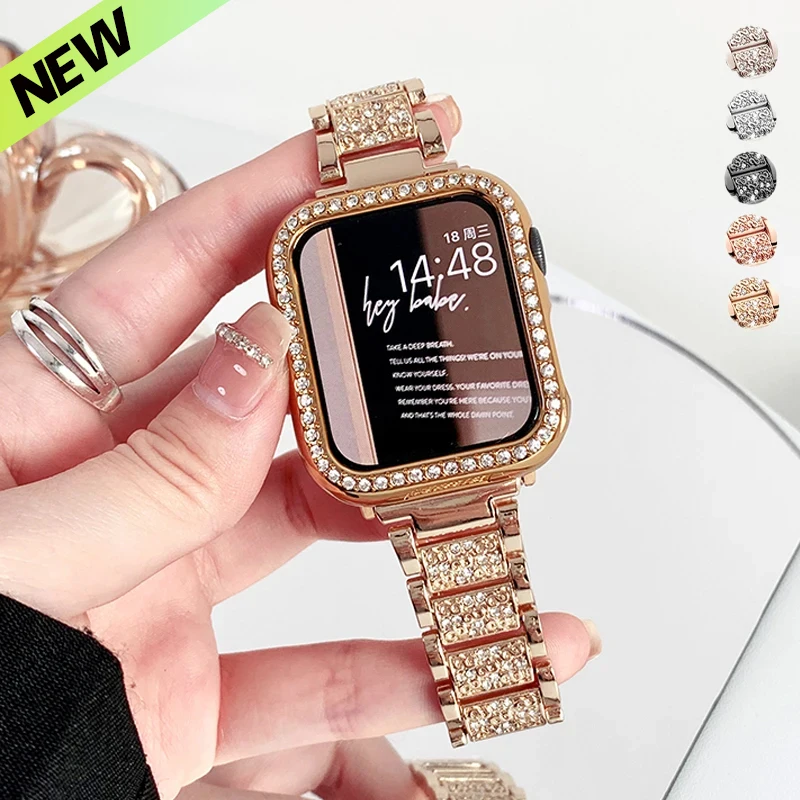 Diamond Case+Strap For Apple Watch Series 9 8 7 41mm 45mm Ultra 2 49mm Stainless Steel Band iwatch SE 6 5 4 3 40mm 44mm 38 42mm
Diamond Case+Strap For Apple Watch Series 9 8 7 41mm 45mm Ultra 2 49mm Stainless Steel Band iwatch SE 6 5 4 3 40mm 44mm 38 42mm