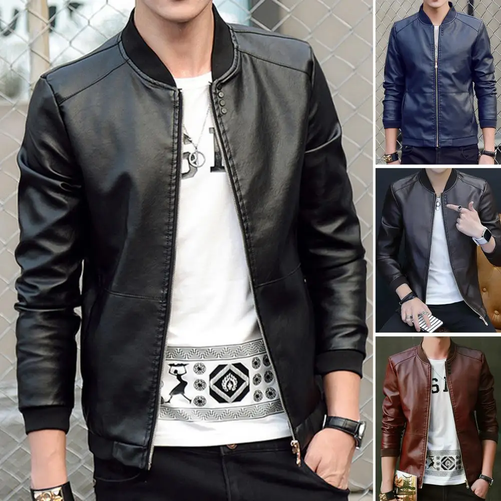 Spring Autumn Leather Jacket Men Stand Collar Slim Pu Leather Jacket Fashion Motorcycle Casual Coat Mens Moto Biker Leather Coat
Spring Autumn Leather Jacket Men Stand Collar Slim Pu Leather Jacket Fashion Motorcycle Casual Coat Mens Moto Biker Leather Coat