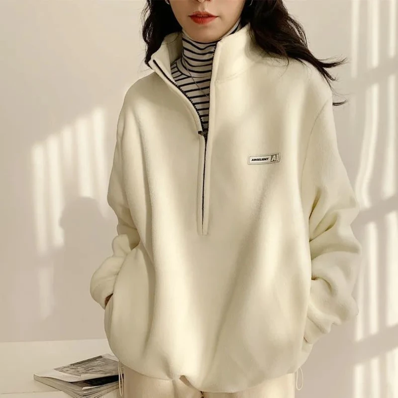ALANOS Winter Turtleneck Fleece Sweatshirt Thick Warm Jackets Zipper Autumn Korean Fashion Pullovers for Woman Loose Casual Coat
ALANOS Winter Turtleneck Fleece Sweatshirt Thick Warm Jackets Zipper Autumn Korean Fashion Pullovers for Woman Loose Casual Coat