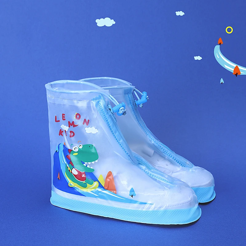 

Cartoon Non-slip Waterproof Rain Shoe Covers Solid Rain Shoes Kids Cartoon Dinosaur Galoshes Zip Travel Rain Shoe Cover raincoat