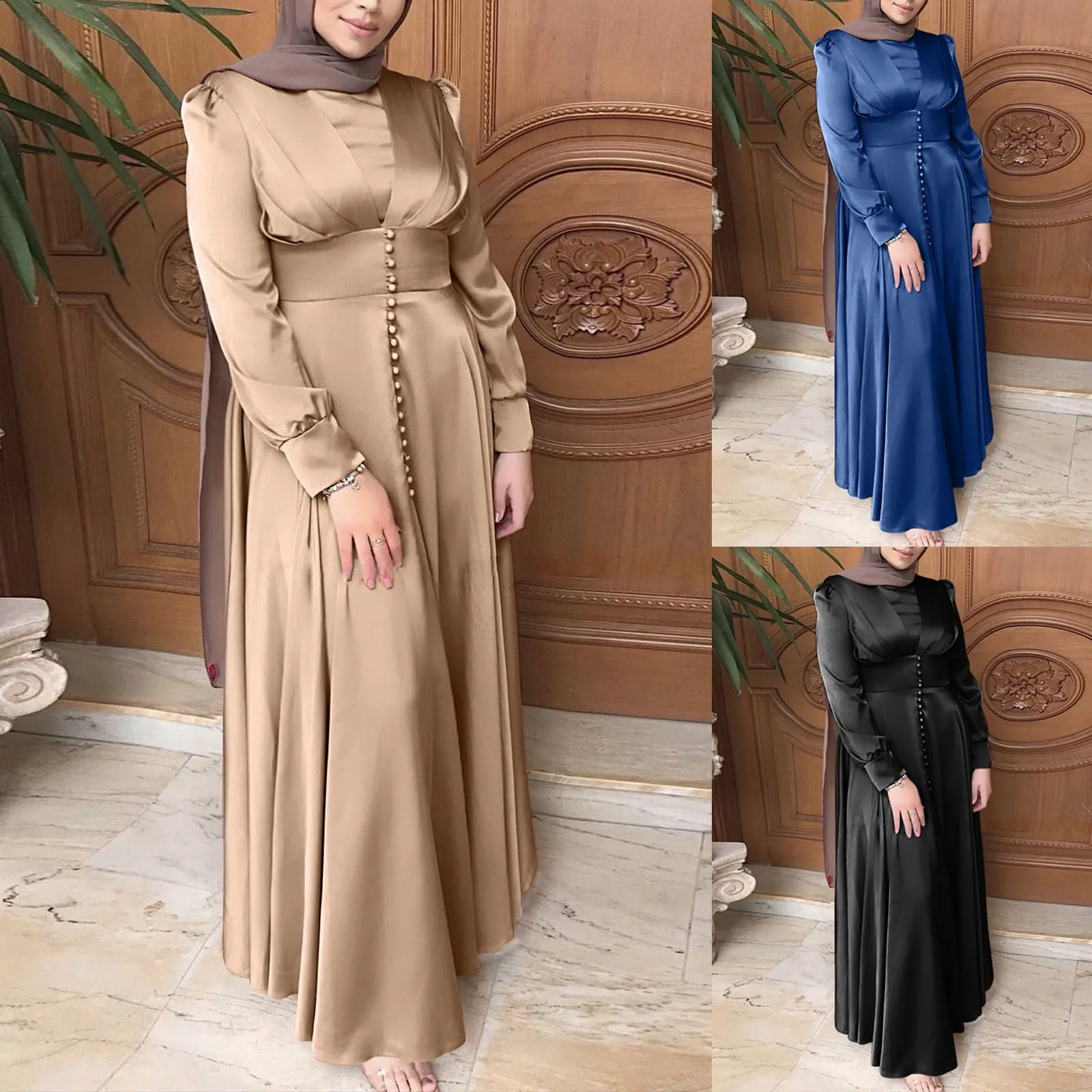 Атласное мусульманское платье Abayas, длинное платье с расклешенными рукавами, мягкое блестящее платье Abaya, Дубай, Турция, ислам, женский халат,... 
Атласное мусульманское платье Abayas, длинное платье с расклешенными рукавами, мягкое блестящее платье Abaya, Дубай, Турция, ислам, женский халат,...