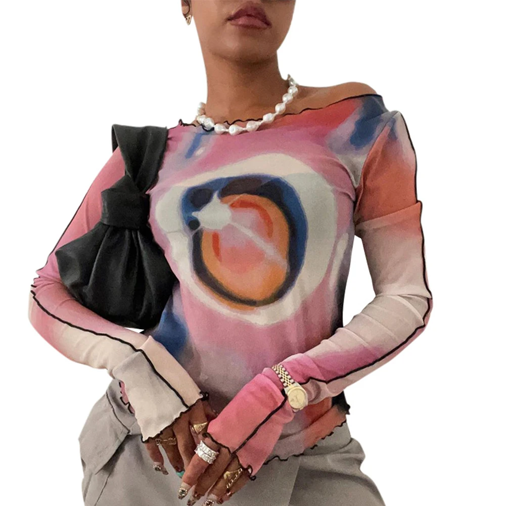 Women's T-Shirt Y2K Fashion Tie-Dye Printed Long Sleeve See Through T-Shirt Retro Streetwear Mesh Tee T Shirt Women 2023
Women's T-Shirt Y2K Fashion Tie-Dye Printed Long Sleeve See Through T-Shirt Retro Streetwear Mesh Tee T Shirt Women 2023