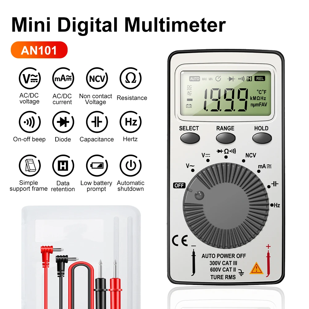 Mini Digital Multimeter Multimetro Tester AC/DC NCV Capacitance Ammeter Voltmeter Tester Portable Multimeter With Test Lead
Mini Digital Multimeter Multimetro Tester AC/DC NCV Capacitance Ammeter Voltmeter Tester Portable Multimeter With Test Lead