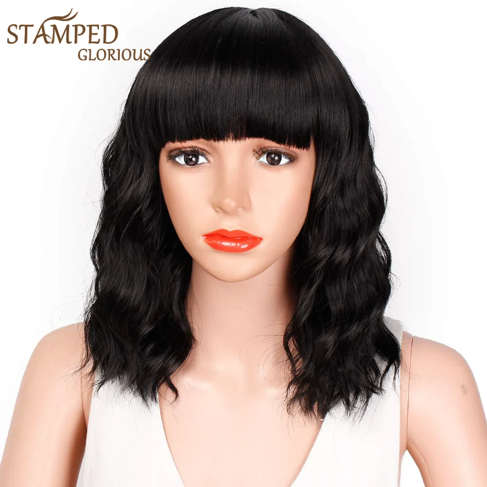 Stamped Glorious Synthetic Short Bob Wigs for Women Natural Wave Black Wig With Bangs Heat Resistant Fiber Cosplay Wig
Stamped Glorious Synthetic Short Bob Wigs for Women Natural Wave Black Wig With Bangs Heat Resistant Fiber Cosplay Wig