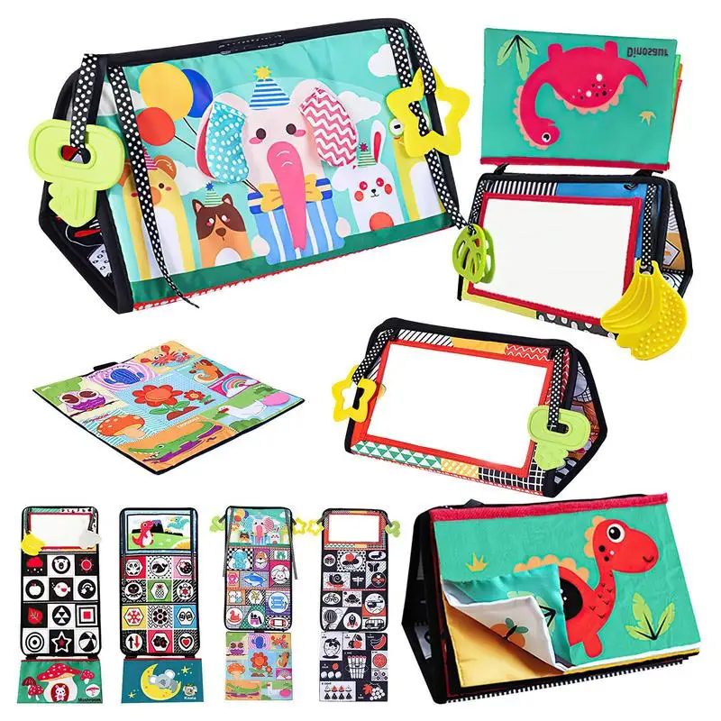 

Kids Cloth Books Interactive Foldable Felt Busy Book Travel Activity Book With Mirror 3D Cloth Crinkle Books For Children Touch