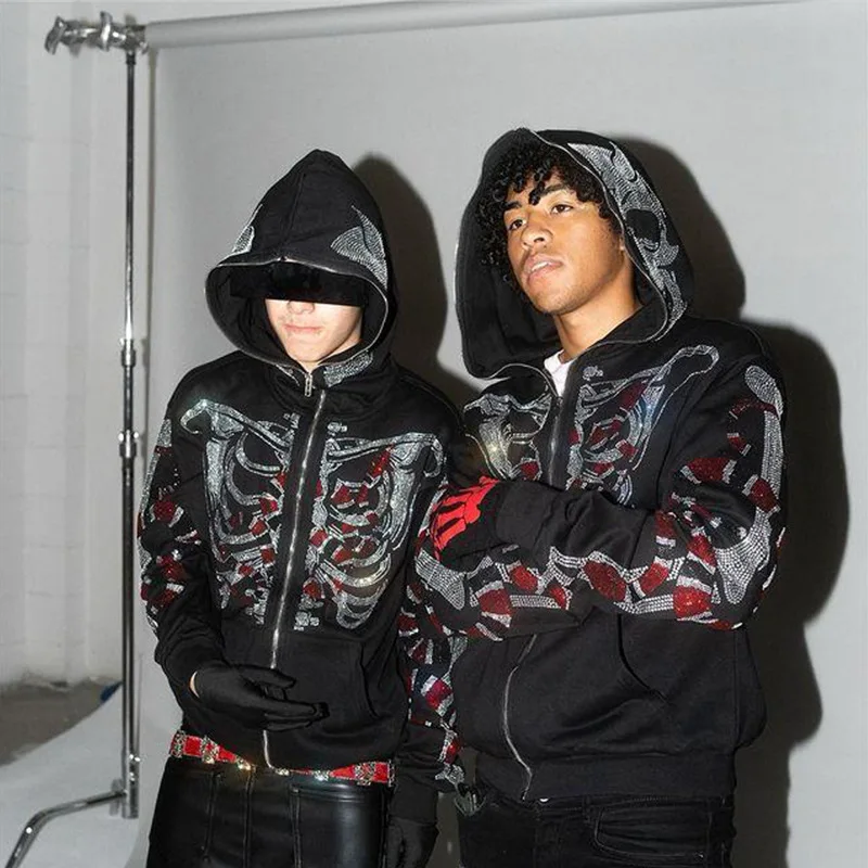 Jackets Coats Hip Hop Streetwear Autumn Fashion Y2k Mens Women Hoodies Sweatshirts Rhinestone Skull Printed Casual Hooded 
Jackets Coats Hip Hop Streetwear Autumn Fashion Y2k Mens Women Hoodies Sweatshirts Rhinestone Skull Printed Casual Hooded