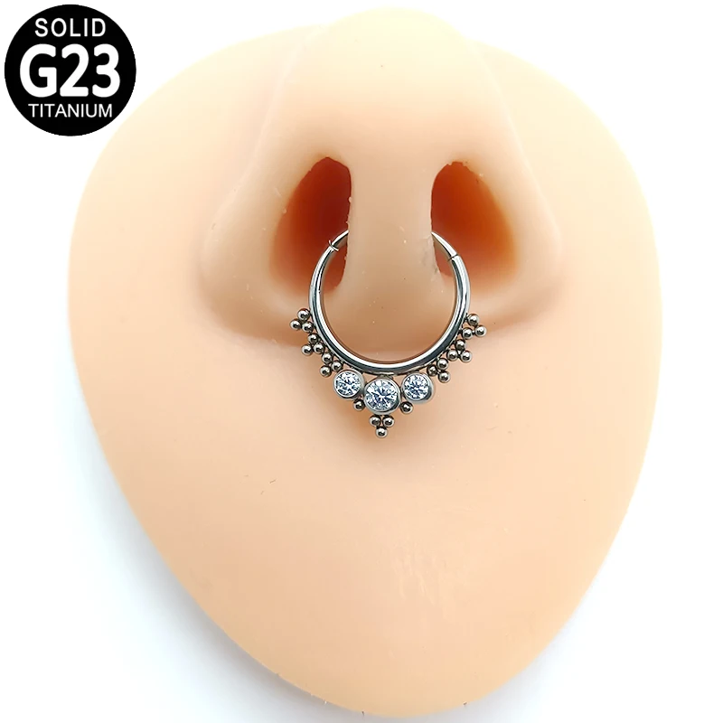 G23 Titanium Nose Rings 3 CZ Cluster Bead Hoop Ear Piercing Tragus Cartilage Daith Hinged Segment Septum Clicker Helix Earrings
G23 Titanium Nose Rings 3 CZ Cluster Bead Hoop Ear Piercing Tragus Cartilage Daith Hinged Segment Septum Clicker Helix Earrings