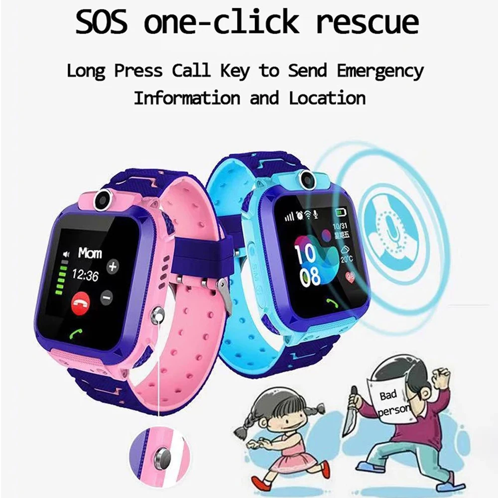 

Q12 Children's Smartwatches SOS Phone Watch Smart For Kids With Sim Card Photo Waterproof IP67 Watches For IOS Android Phone