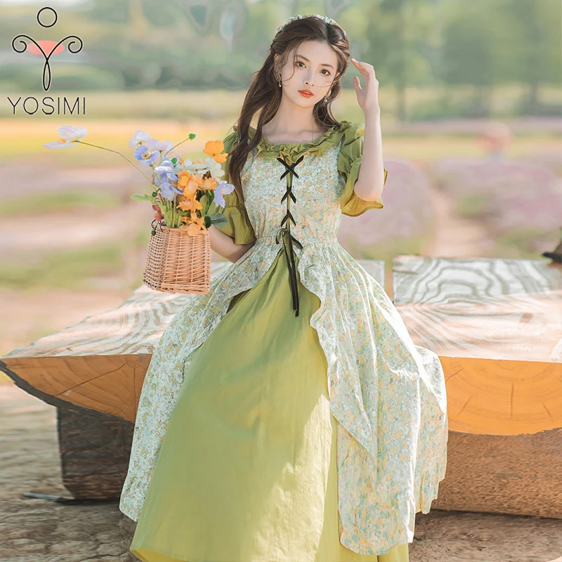 YOSIMI 2023 Summer Green Patchwork Print Cotton Long Women Dress Prairie Chic O-neck Short Sleeve Mid-calf Long Dress Female
YOSIMI 2023 Summer Green Patchwork Print Cotton Long Women Dress Prairie Chic O-neck Short Sleeve Mid-calf Long Dress Female