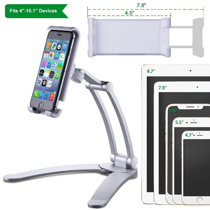 

Wall Desk Tablet Stand Digital Kitchen Tablet Mount Stand Metal Bracket Smartphones Holders Fit for 5-10.5 Inch Width Tablet