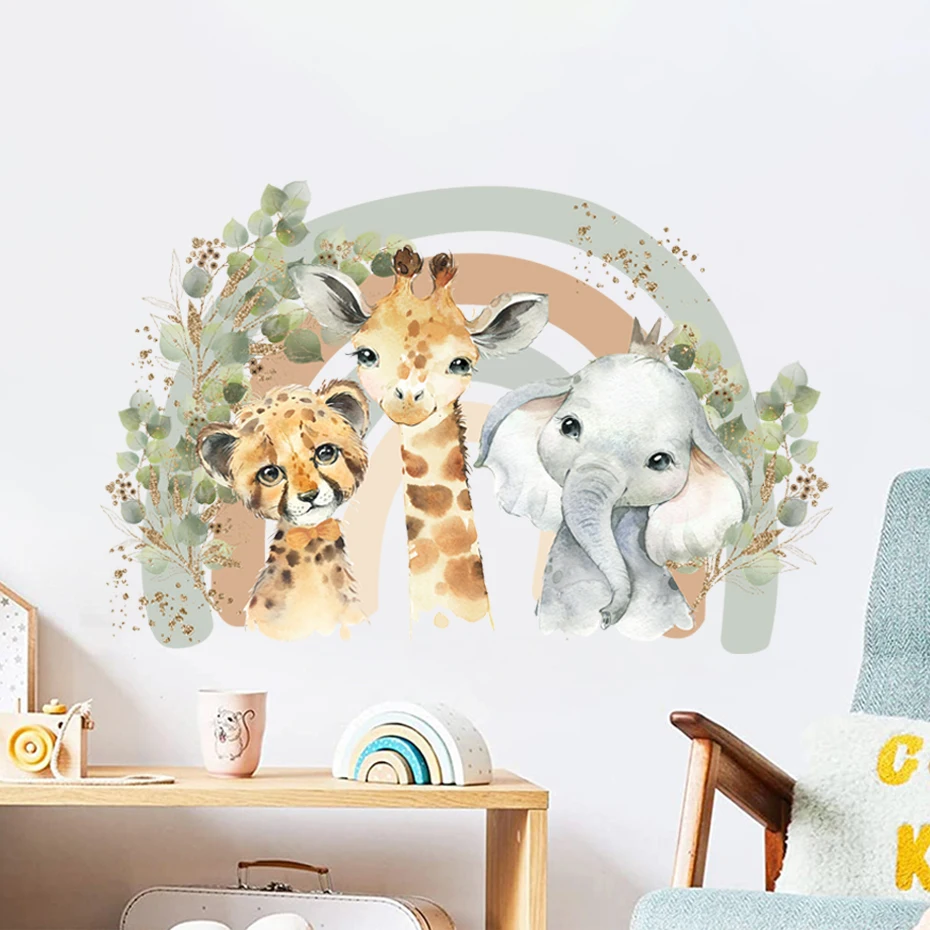 Cartoon Cute Elephant Giraffe Rainbow Leaves Watercolor Wall Sticker Vinyl Baby Nursery Art Decals for Kids Room Home Decor
Cartoon Cute Elephant Giraffe Rainbow Leaves Watercolor Wall Sticker Vinyl Baby Nursery Art Decals for Kids Room Home Decor