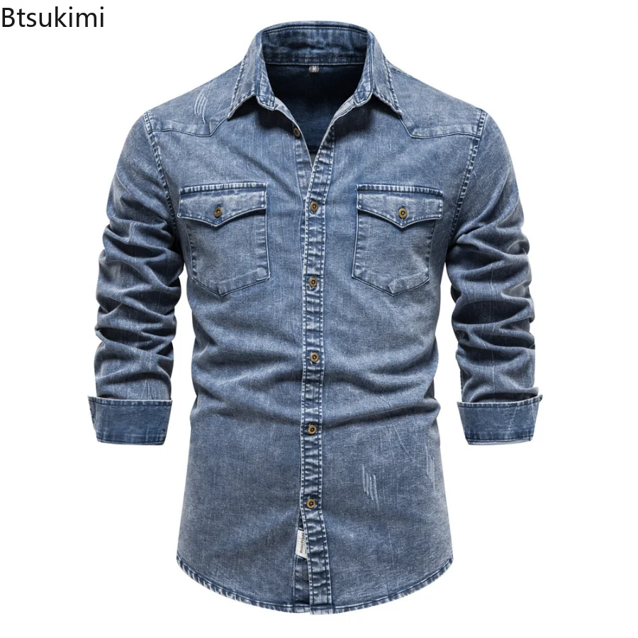 New 2022 Cotton Men Denim Shirts Double Pocket Solid Casual Male Cowboy Shirts Spring Autumn Slim Shirts for Men Vintage T Shirt
New 2022 Cotton Men Denim Shirts Double Pocket Solid Casual Male Cowboy Shirts Spring Autumn Slim Shirts for Men Vintage T Shirt