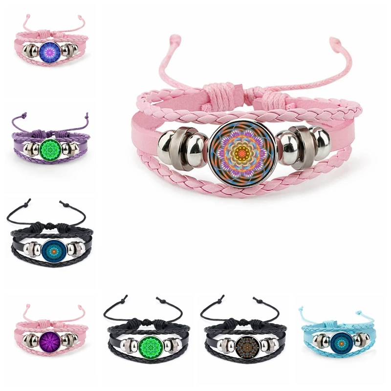 Punk Style Fashion 18mm Glass Cabochon Snap 4 Colors Leather Bracelet Mandala Pattern Bracelet Men's and Women's Gift Jewelry
Punk Style Fashion 18mm Glass Cabochon Snap 4 Colors Leather Bracelet Mandala Pattern Bracelet Men's and Women's Gift Jewelry