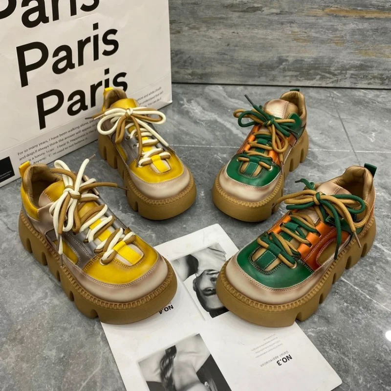 Daddy Shoes Girls Spring 2023 New Women's Shoes Leather Tops Low-Top Casual Sneakers Thick Soled Breathable Women's Shoes
Daddy Shoes Girls Spring 2023 New Women's Shoes Leather Tops Low-Top Casual Sneakers Thick Soled Breathable Women's Shoes