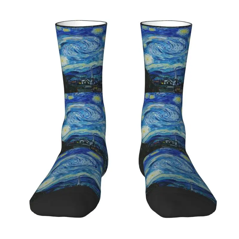 

Винсент Ван Гог Звездная ночь мужские женские короткие носки унисекс забавные с 3D принтом масляная живопись искусство платье носки