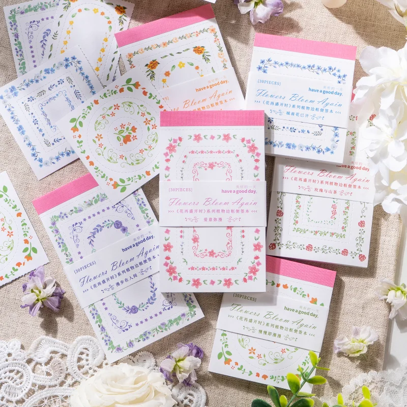 

30pcs/set Cute Flower Frame Memo Pad DIY Scrapbooking Diary Album Notebooks Decoration Journaling Stationery School Supplies