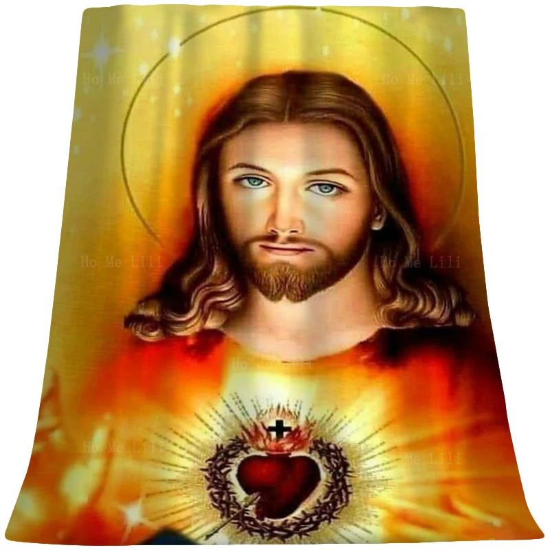 

Sacred Heart Of Lord Jesus Christ And Mother Mary Religious Belief Flannel Blanket By Ho Me Lili For Camping All Seasons Use