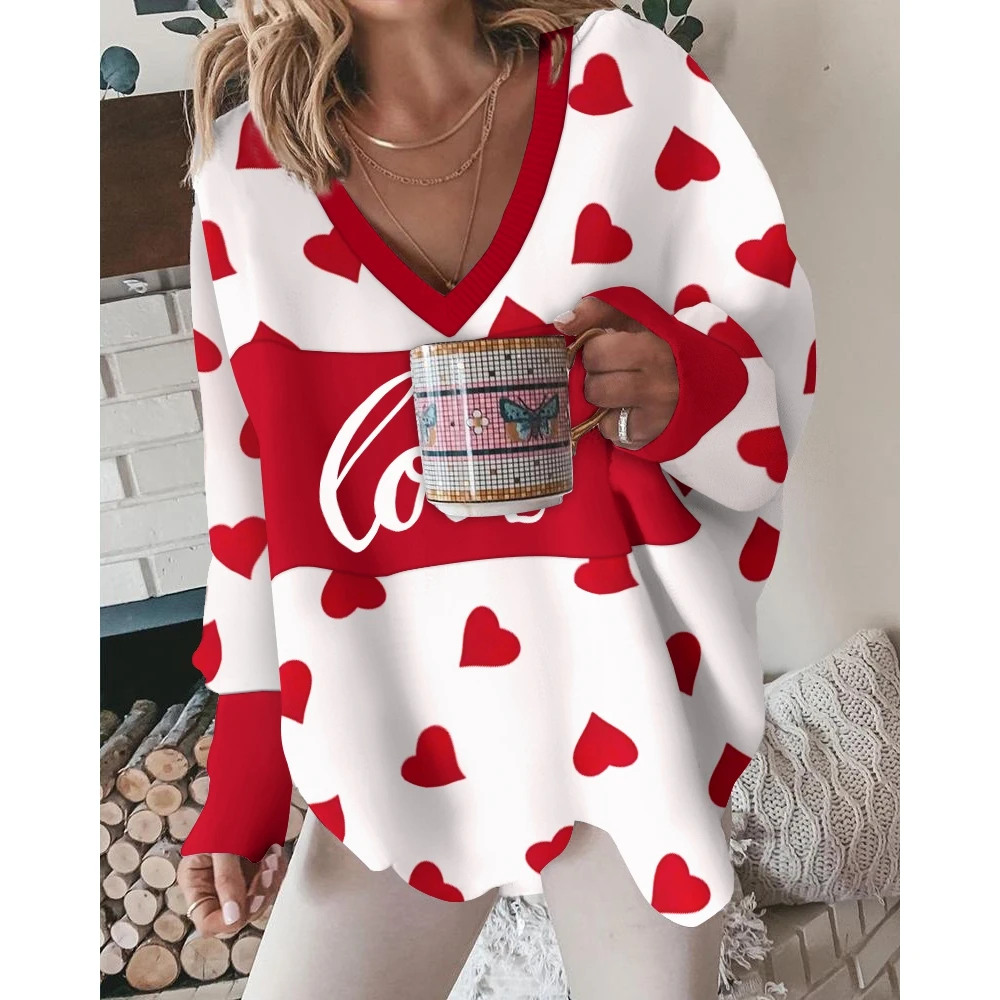 Valentine's Day Women Heart Love Print Batwing Sleeve Top 2023 Femme Trim V-Neck Long Sleeve Elegant Blouse Ladies Clothing
Valentine's Day Women Heart Love Print Batwing Sleeve Top 2023 Femme Trim V-Neck Long Sleeve Elegant Blouse Ladies Clothing
