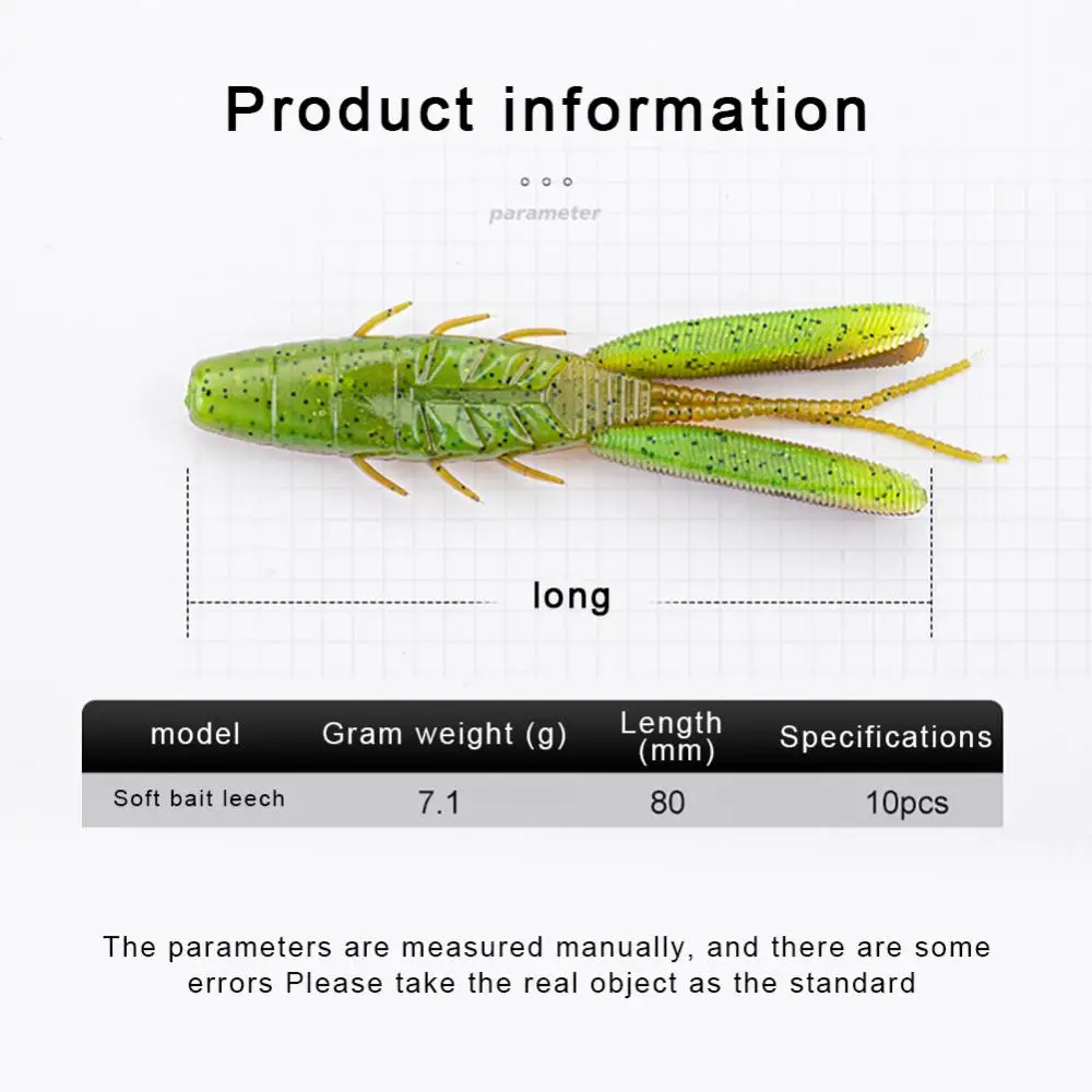 Soft Bait Body Alse Bait Flexible Realistic Texture Bionic Bait High Simulation Soft Bait 10pcs Multi Color Display
Soft Bait Body Alse Bait Flexible Realistic Texture Bionic Bait High Simulation Soft Bait 10pcs Multi Color Display
