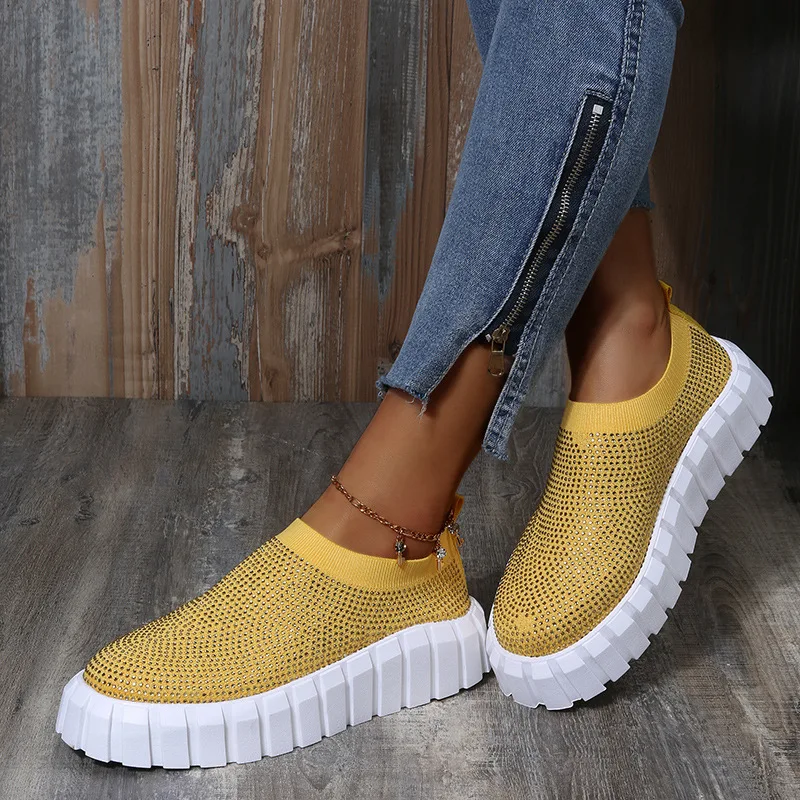 New Rhinestone Sneakers Women 2022 Spring Comfy Stretch Fabric Ladies Slip on Loafers 36-43 Large-Sized Running Walking Flats
New Rhinestone Sneakers Women 2022 Spring Comfy Stretch Fabric Ladies Slip on Loafers 36-43 Large-Sized Running Walking Flats