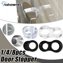 8/4Pcs Handles Door Stopper Punch-free Door Stops Transparent Round Protection Door Knob Bumper Walls Furniture Protector Pad