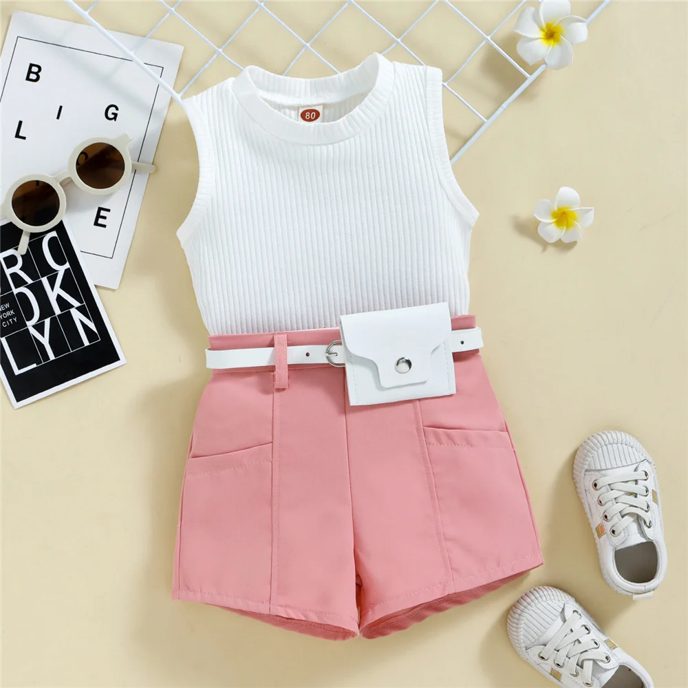 2022 Baby Girl Summer 2 Pcs Clothes Set Toddler Kids Solid Color Sleeveless Ribbed Tank Tops + Elastic Waist Shorts + Waist Bag
2022 Baby Girl Summer 2 Pcs Clothes Set Toddler Kids Solid Color Sleeveless Ribbed Tank Tops + Elastic Waist Shorts + Waist Bag