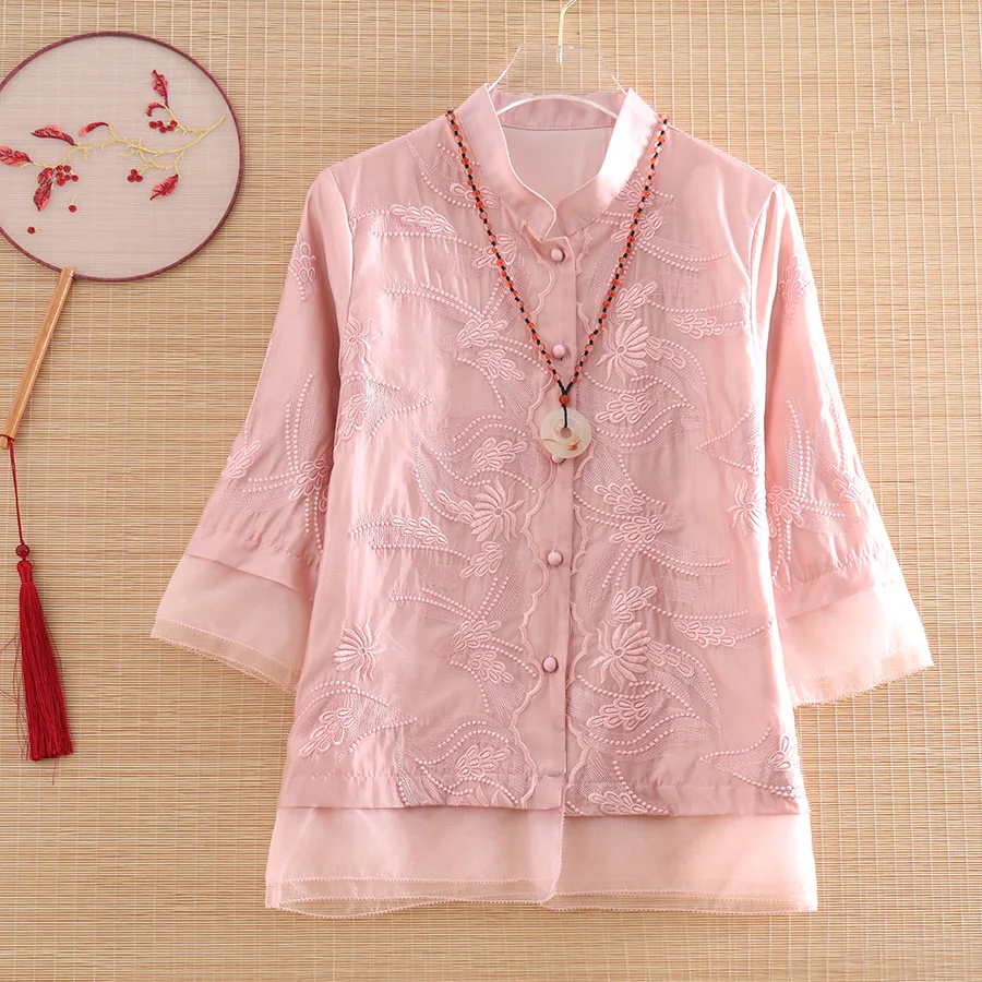 High-end Spring Summer Chinese Style Embroidery Blouse Shirt Women Fashion Loose Lady Shirt Top S-XXL
High-end Spring Summer Chinese Style Embroidery Blouse Shirt Women Fashion Loose Lady Shirt Top S-XXL